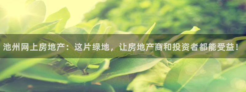 风暴娱乐官方网站：池州网上房地产：这片绿地，让房地产商和投资