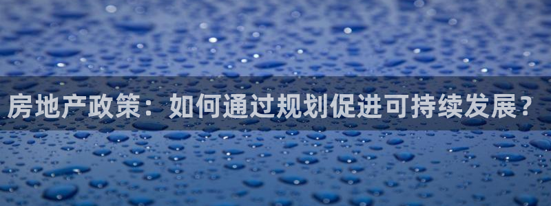 风暴娱乐主管是谁：房地产政策：如何通过规划促进可持续发展？